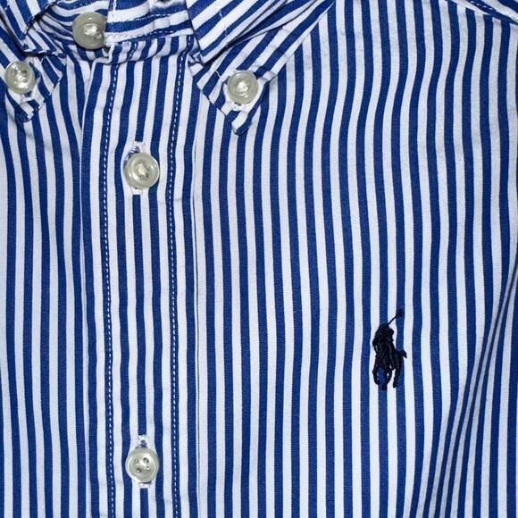 Ralph Lauren Boys Navy Striped Button Down Long Sleeve Blake Shirt Size 2/2T - Picture 4 of 12